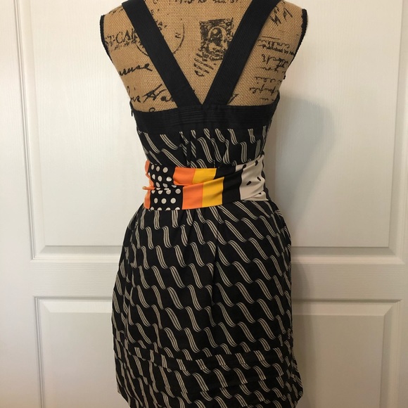 Anthropologie Dress with Orange print sash - Picture 3 of 6